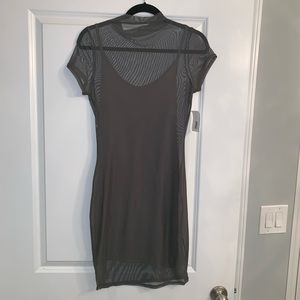 Sheer khaki dress with a tank slip underneath